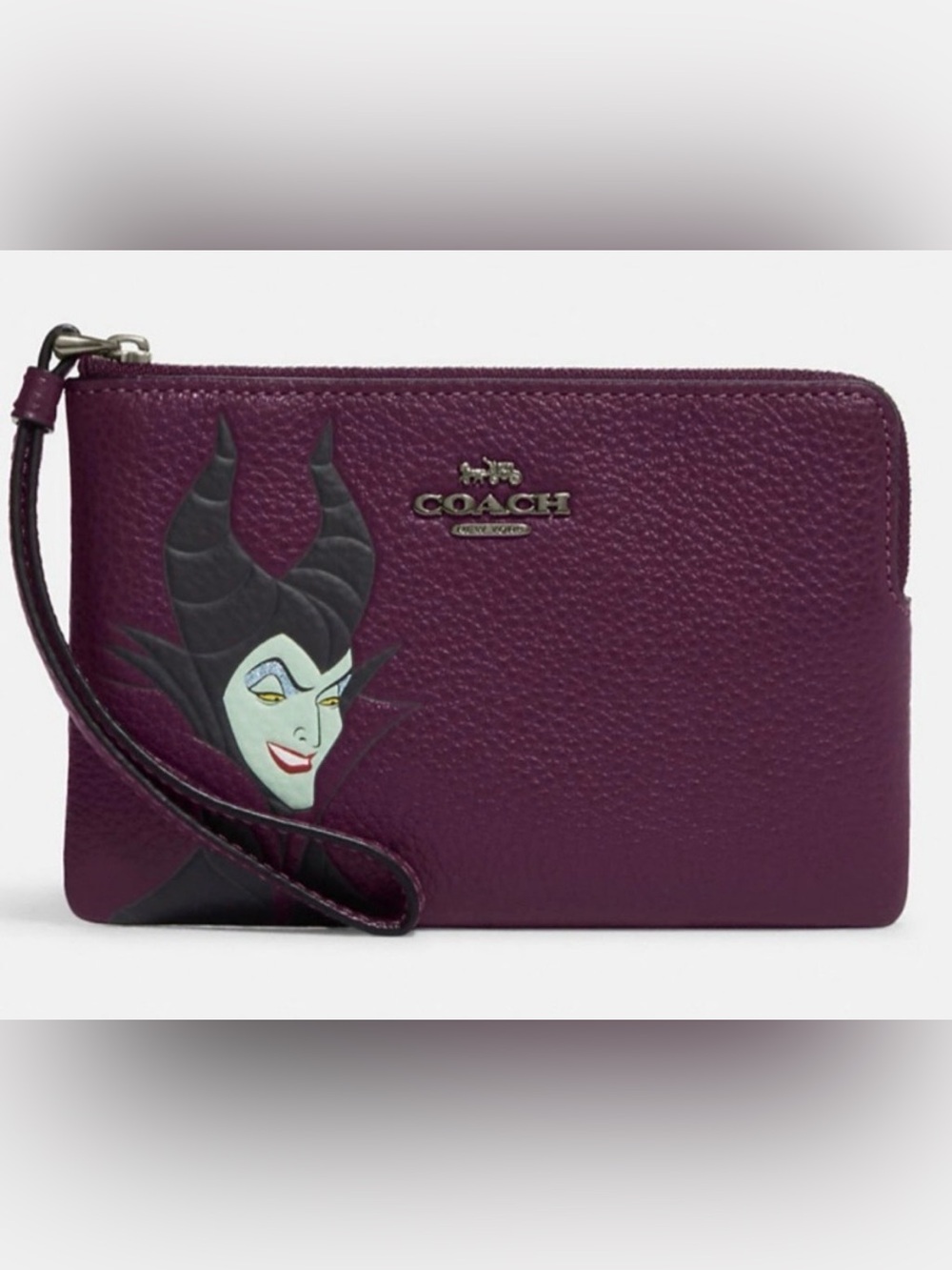 NWT COACH x DISNEY Villains Maleficent Corner Zip Wristlet